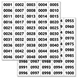 1 a 1000, Numeri Etichette Adesivi Autoadesive - 4 x 2 cm