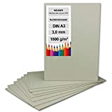 10 cartoncini per rilegatura DIN A3 (29,7 x 42 cm), spessore 3,0 mm (0,3 cm), grammatura 1800 g/m², cartoncino grigio ...