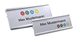 10 Pezzo Alluminio Portanomi Color Argento Anodizzato di Metallo, Misura 65x22 mm o 72x32 mm, con Spilla / Clip, Nome ...