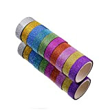 10 rotoli di nastro multicolore glitterato colorato nastro adesivo scintillante decorativo per festival decorazione scrapbooking artigianato, 1,5 cm x 300 ...