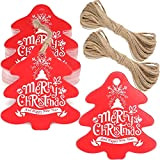 100 Kraft Paper Tag,etichette per regali natalizi,Etichetta bagaglio, etichette a forma di Natale da appendere, con 30 Metri Iuta Spago ...
