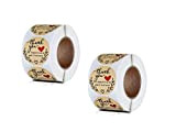 1000pcs Grazie Adesivi Etichetta, Thank You Adesivi Etichetta Circolari Etichette Autoadesivo Handmade with Love Adesivi Regalo per Baking Buste Scatole ...