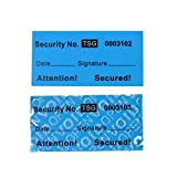 100pcs Non Trasferibile Antimanomissione di Sicurezza Void Etichette/Adesivi/Sigilli (Blu, 2,5 x 5,0 cm, Unique Nos. - TamperSTOP)