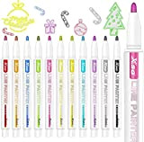 12 colori Doodle Dazzle Marker Penne,Outline Silver Metallic Markers Double Line Penen, auto-Outline Markers Pen per arte, disegno, biglietti di ...