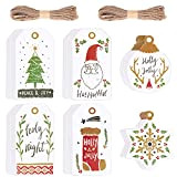 120 Pezzi Tag Regalo di Natale Etichette di Carta Kraft Ideali Natale con Stringhe