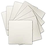 15 biglietti singoli quadrati vintage in vera carta a mano, 12 x 12 cm, colore bianco naturale 225 g/m², superficie ...