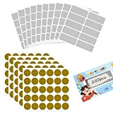 150 etichette adesive rotonde in oro, con 100 etichette rettangolari grigie per album regalo cartolina regalo sorpresa