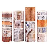 18 Rotoli Washi Tapes Set, Lychii Vintage Decorativo Nastro Adesivo per Fai da Te, Diari, Carte, Diario, Scrapbooking, Planner
