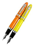 2 pz. Jinhao 159 penne stilografiche di grandi dimensioni in 2 colori (arancio, giallo) con tasca trasparente