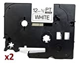 2 x TZe231 (12mm x 8m) Nero su Bianco Nastro laminato compatibile per Brother P-Touch PT-1000 PT-1000P PT-1000BTS PT-1005 PT-1010 ...