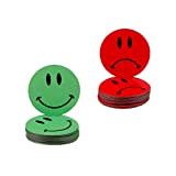 20 magneti colorati, con smiley, diametro di 2 cm (10 sorridenti in colore verde e 10 con faccina triste in ...