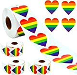2000 adesivi Gay Pride, adesivi Gay Pride, adesivi a forma di cuore, bandiera arcobaleno, adesivi a forma di cuore arcobaleno