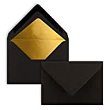 25 buste per lettere, colore nero con interno dorato, DIN C7, 8,1 x 11,4 cm, con chiusura a umido, 120 ...
