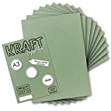 25 fogli di carta kraft in stile vintage di colore verde naturale, formato DIN A3, 29,7 x 42 cm, 240 ...