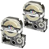 2x Nastro per Etichette compatibile per Epson ST12KW LC-4TBN LC-4TBN9 Nero su Trasparente 12mm x 8m | per Etichettatrice Epson ...