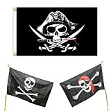 3 bandiere con teschio, bandiera dei pirati, bandiera Jolly Roger, per Halloween, festa dei pirati, cosplay, 150 x 90 cm, ...