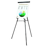 3-Leg Telescoping Easel with Pad Retainer, Adjusts 34 to 64, Aluminum, Black, Sold as 1 Each