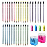 30 matite e 4 pezzi di supporto per la scrittura con 2 temperamatite, 5 colori HB con gomma, per scuola, ...