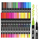36 Colori Brush Pen Lettering Pennarelli Doppia Punta Fine Acquerellabili Penne da Colorare per Adulti Bullet Journal,Calligrafia, Dsegno, Mandala HO-36B