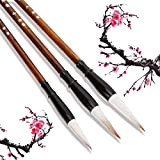 3Pezzi pennello per calligrafia cinese Kanji giapponese Sumi Drawing Brush, Cinese Brush Calligrafia Tradizionale di Disegni per Pittura per spazzole ...
