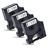 3x Labelwell 6mm x 7m Sostituzione del Etichette Compatibile per Dymo D1 43613 S0720780 Nero su Bianco per Dymo LabelManager ...