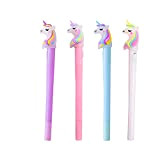 4 penne a forma di unicorno a forma di luce penne gel luminose (colore assortito).