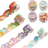 4 Rotoli Washi Tape Set, nastro adesivo colorato decorativo, Washi Tape Adesivi, Arcobaleno Fiore Strada Nuvole Mare, Nastro Decorativo per ...