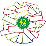 42 etichette magnetiche addensate cancellabili a secco, riutilizzabili, in 7 colori arcobaleno neon , targhette per lavagna, armadietto, frigorifero, per ...