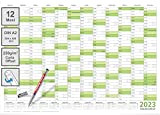 5 Agenda da parete cancellabile Calendario da parete verde 2023 (59,4 x 42,0 cm con 5 pennarelli) arrotolato - calendario ...