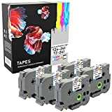 5 Compatibili Cassettes TZe-241 TZ-241 nero su bianco 18mm x 8m Nastri laminati per Brother P-Touch PT-2030VP 2430PC 3600 9600 ...