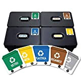 5 etichette adesive per raccolta rifiuti. Adesivi per il riciclaggio. Ogni etichetta di 4,8 x 4,8 cm. (Colore 1) (XS)