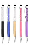 5 Pezzi Crystal Ballpoint Stylus Pen Filled With Swarovski Crystal Elements + 5 Free Refills