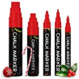 5 Red Chalkboard Chalk Pens - Red Dry Erase Markers for Blackboard, Chalkboard Signs, Windows, Glass | Variety Pack - ...