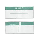 50 fascette in carta per banconote da 100 , con scritta in lingua tedesca, ciascuna con una capacità di 100 ...