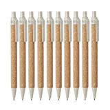 50 penne a sfera sostenibili in sughero e paglia di grano (color crema)