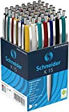 50 Schneider Penna a Sfera K15 / Colore Scrittura Blu/Colore Contenitore Assortite Nei Colori - blu, nur Stifte