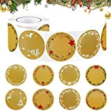 500 Pezzi Adesivi Natale,Adesivi Natalizi Rotondi,Etichette Round Kraft,Adesivi per Confezioni Natalizie,Etichette Autoadesive Kraft,Adesivi per Regali di Natale (C)
