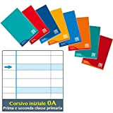 6 maxi quaderni one color didattico per disgrafia A4 rigo A 1-2 elementare