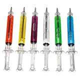 6 penne a forma di siringa, punta a sfera, alla moda, per ospedale, infermiere, casa, scuola, ufficio (colore casuale)