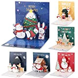 6 Pezzi 3D Cartoline di Natale con Buste, JRISBO Biglietti Auguri Natale 3D Pop-Up Christmas Cards Colorato Set di Cartoline ...