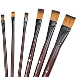 6 Pzs Pennelli per Pittura Artistica Pennelli per Dipingere di Nylon a Punta Piatta Pennello di Dettaglio Pennello Set di ...
