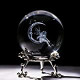 60 mm Luna & Fairy sfera di cristallo fermacarte 3D inciso al laser sfera di vetro al quarzo sfera decorazione ...