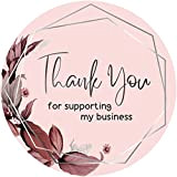600 adesivi di ringraziamento aziendale in rotolo | Baby Pink Flower Munch Design con lamina d'argento | altamente raccomandato per ...