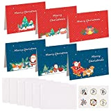 6Pcs Cartoline di Natale Biglietti di Natale con 6 Buste e 6 Adesivi Biglietti di Auguri Creativi Regalo Natale Cartoline ...
