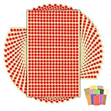 7.140 puntini adesivi rossi, 6 mm, adesivi rotondi per codifica a colori, 15 fogli