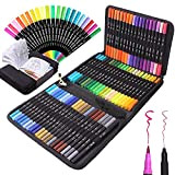 72 Brush Pen Lettering Pennarelli a Doppia Punta Artistici con Punta a Pennello per Calligrafia Colorazione, Disegno, Pittura per Adulti