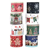 8 Rotoli Christmas Washi Tapes Set, Lychii Vacanze Decorativo Nastro Adesivo per Fai da Te, Diari, Carte, Diario, Scrapbooking, Planner
