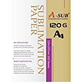 A-SUB Carta per sublimazione A4, 210x297 mm, 100 fogli, 120 g/m², Compatibile con stampanti a sublimazione EPSON, SAWGRASS, RICOH, BROTHER