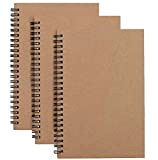 A5 Sketchbook Set di 3 Blocco Note a Spirale in Bianco Carta Kraft Quaderno Schizzi Pagine Bianche,100 Pagine / 50 ...