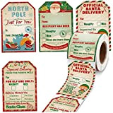 ABchat 200 Pieces Santa Claus Stickers Roll, Christmas Tags Stickers,Present Stickers Labels for Kids Christmas Party Decorations, 2.3 x 3.34 ...